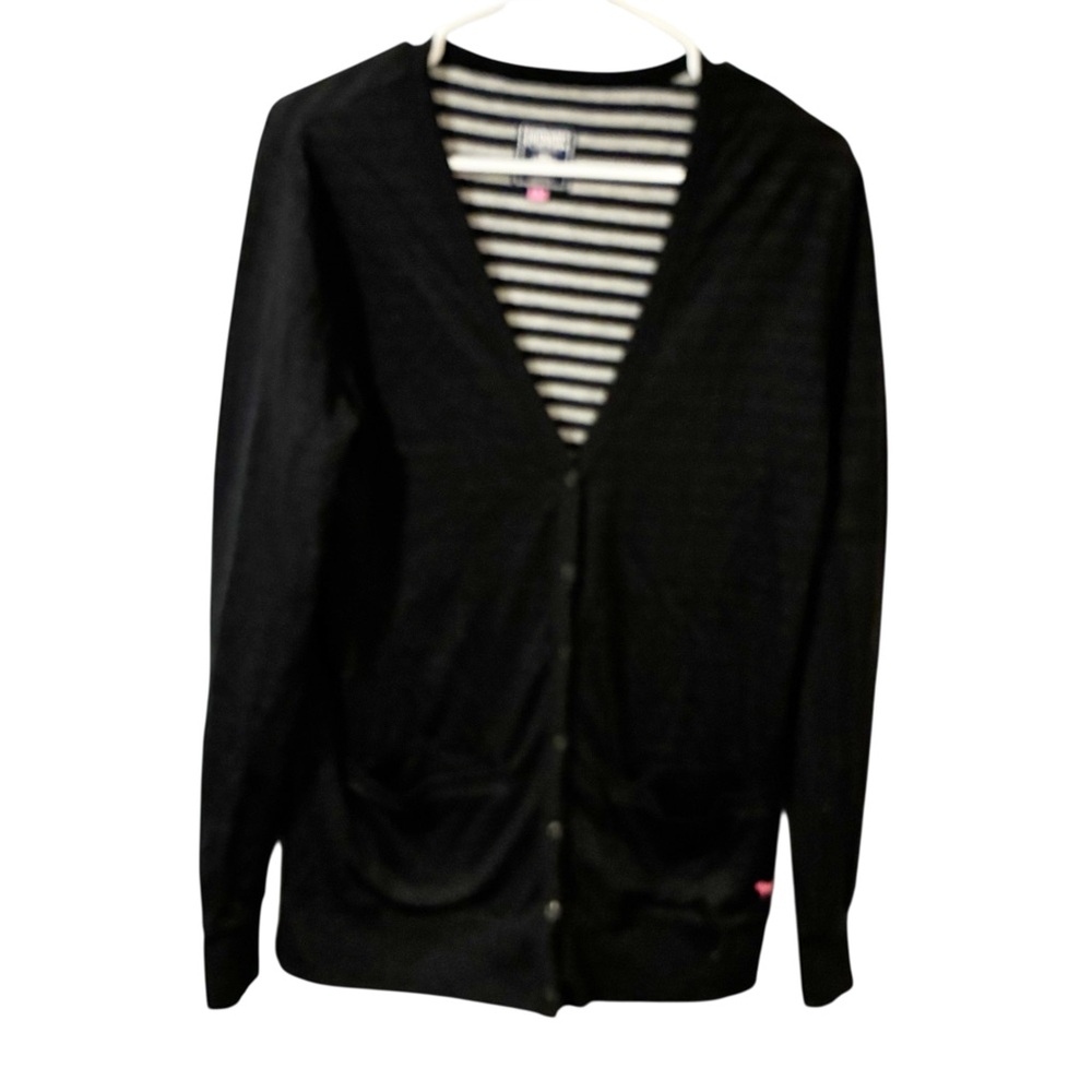 Victorias Secret Pink Black Vintage Y2K‎ Cardigan Sweater Size Large